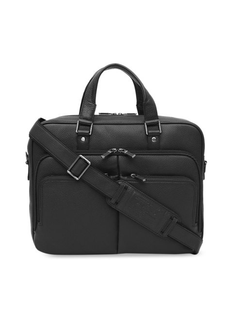 

Da Milano Women Black Textured Leather Laptop Bag