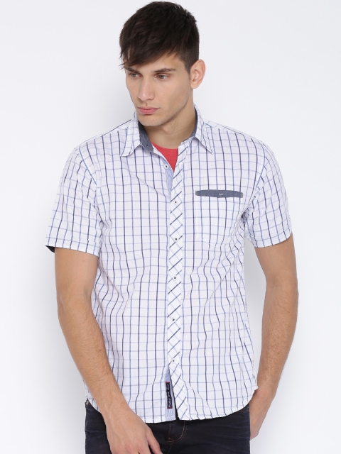 

Pepe Jeans White & Blue Checked Semi Fit Casual Shirt