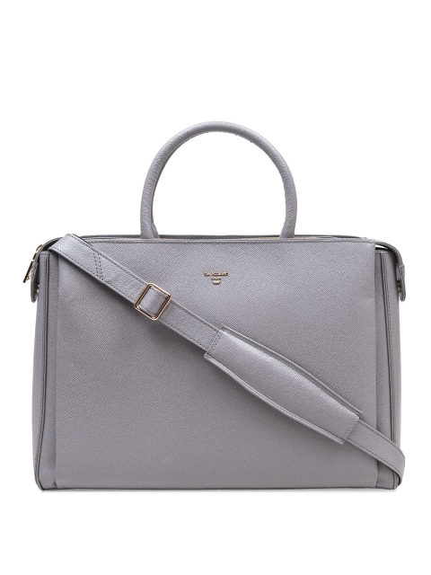 

Da Milano Women Silver Textured Leather Laptop Bag
