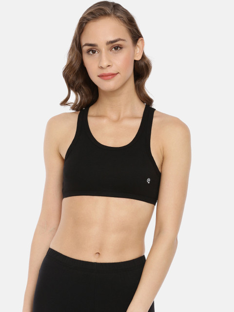 

Macrowoman W-Series Black Solid Non-Wired Non Padded Sports Bra