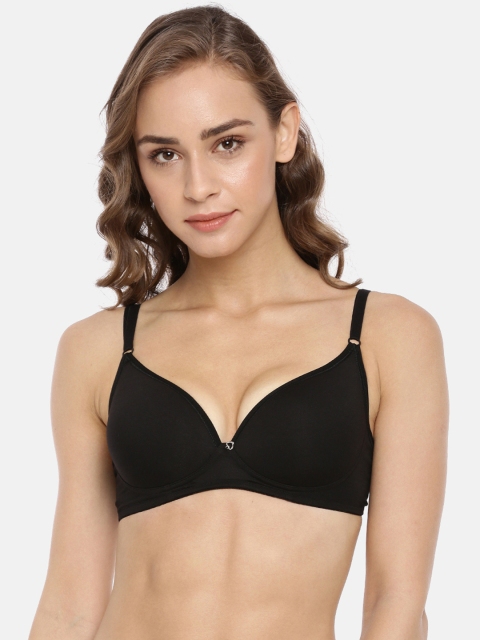 

Macrowoman W-Series Black Solid Non-Wired Lightly Padded Everyday Bra MW1301