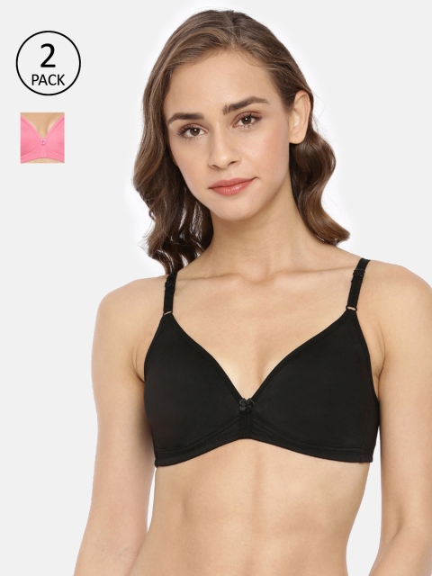 

Macrowoman W-Series Set Of 2 Solid Non-Wired Non Padded Everyday Bra, Black