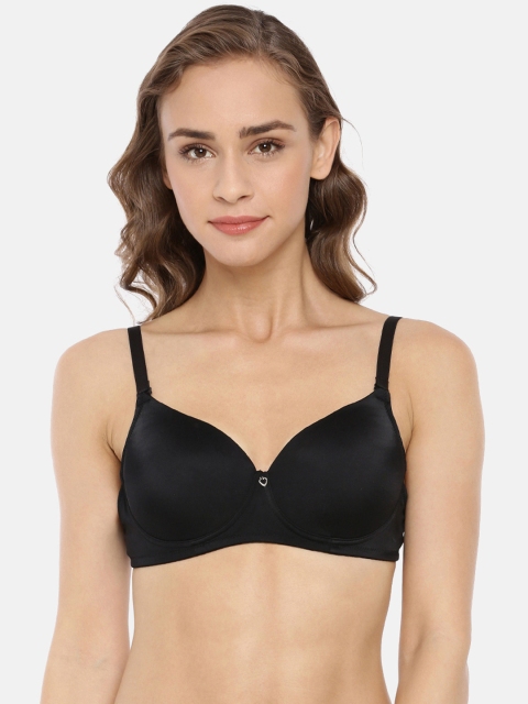 

Macrowoman W-Series Black Solid Underwired Lightly Padded Everyday Bra