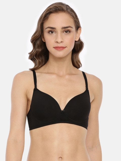 

Macrowoman W-Series Black Solid Non-Wired Lightly Padded T-shirt Bra