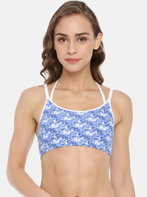 

Macrowoman W-Series White & Blue Printed Non-Wired Non Padded T-shirt Bra MW1153