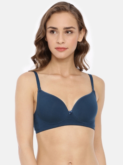 

Macrowoman W-Series Blue Solid Non-Wired Non Padded T-shirt Bra