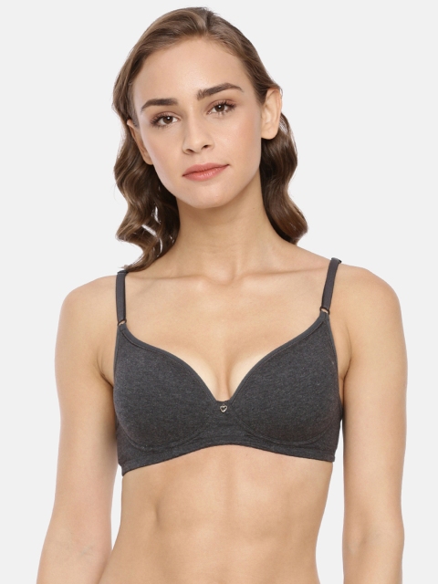 

Macrowoman W-Series Charcoal Grey Solid Non-Wired Non Padded Everyday Bra