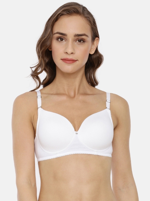

Macrowoman W-Series White Solid Non-Wired Lightly Padded T-shirt Bra