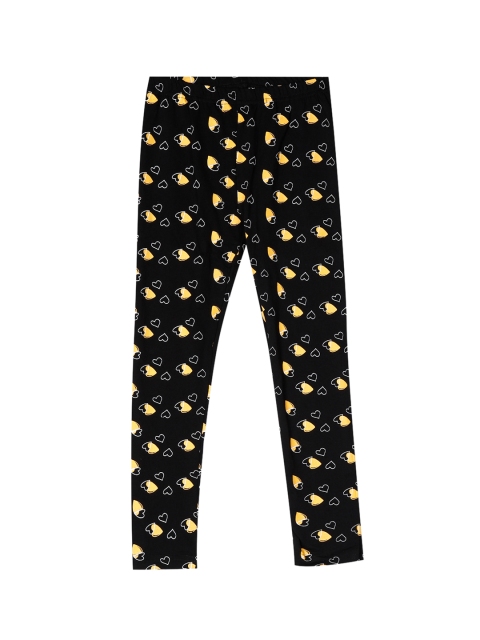 

Cherokee Girls Black & Yellow Printed Knit Ankle-Length Leggings