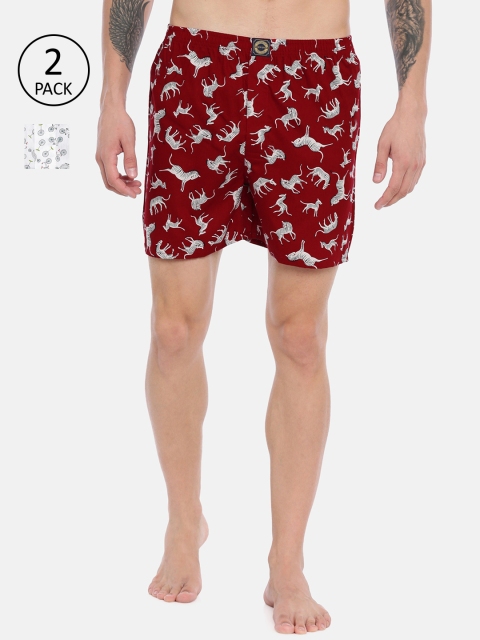 

Joven Men Pack of 2 Printed Boxers JB2P-ZBCY, White