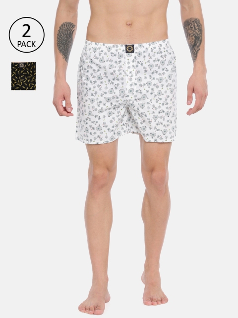 

Joven Men Pack of 2 Printed Pure Cotton Boxers JB2P-CYTR, White
