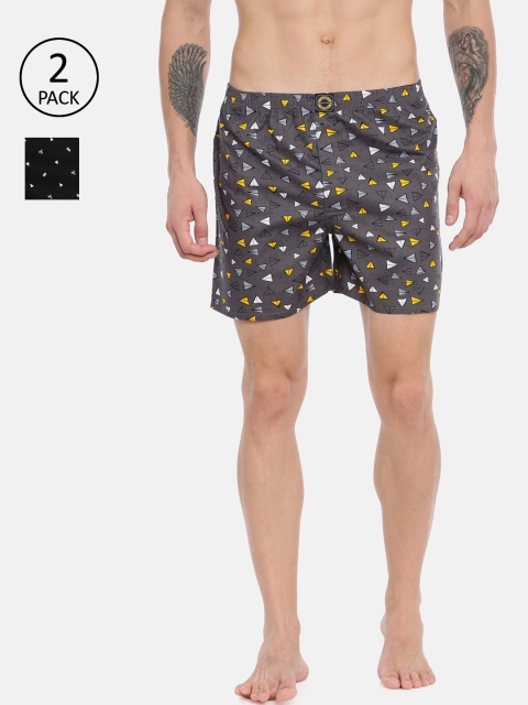 

Joven Men Pack of 2 Printed Pure Cotton Boxers JB2P-RKCR, Grey