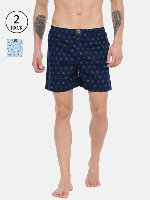 

Joven Men Pack of 2 Printed Pure Cotton Boxers JB2P-VVPR, Blue