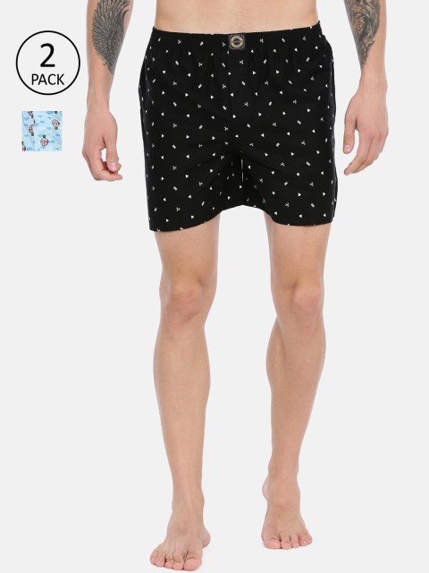 

Joven Men Pack of 2 Printed Pure Cotton Boxers JB2P-CRPR, Blue