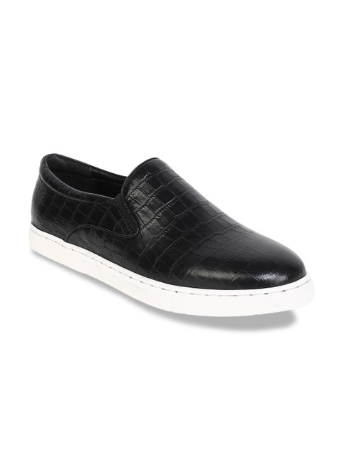 

MOURETTI Men Black Slip-On Sneakers