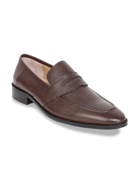 

MOURETTI Men Brown Leather Loafers