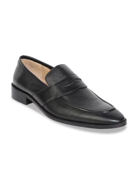 

MOURETTI Men Black Leather Loafers