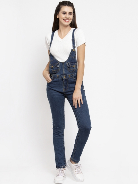 

VOXATI Women Blue Solid Slim-Fit Denim Dungarees