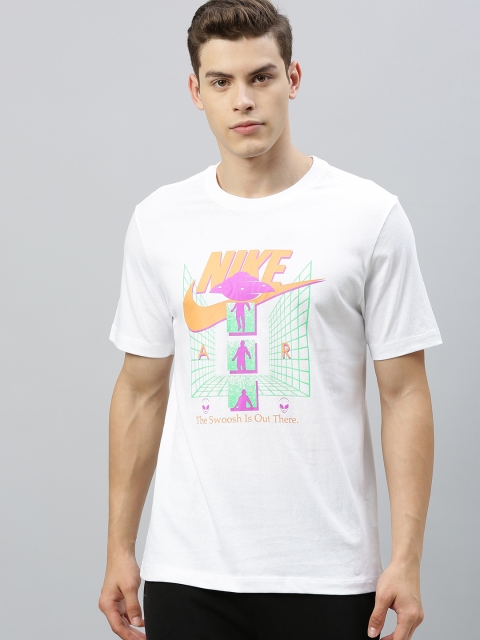 

Nike Men White Printed ALIEN ABDUCTION TEE Round Neck T-shirt