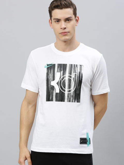 

Nike Men White Printed AS KD M NK DRi-FiT Round Neck Basketball T-shirt