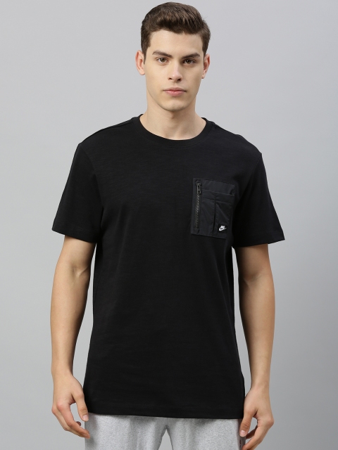 

Nike Men Black Solid AS M NSW ME Round Neck T-shirt with Pocket Detailing