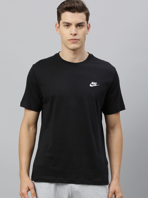 Men Black AS M NSW CLUB Cotton Pure Cotton T-shirt