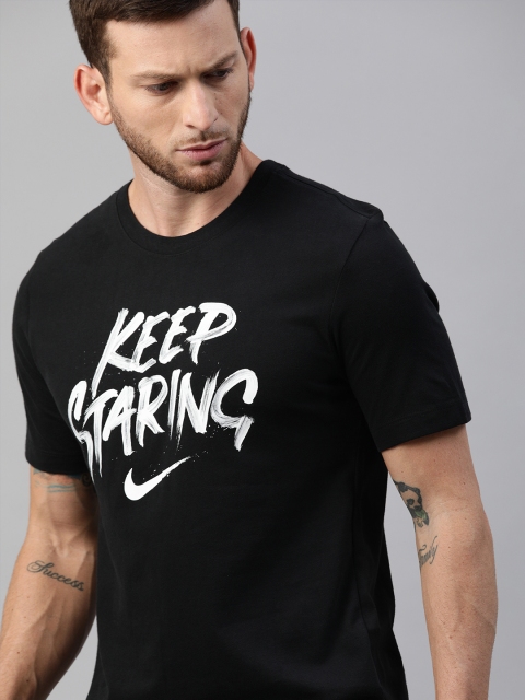 

Nike Men Black Standard Fit Dri-Fit Printed DRY TEE DFCT VERBIAGE Training T-shirt