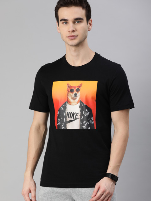 

Nike Men Black Printed Round Neck NSW STORY PACK 12 FS T-shirt