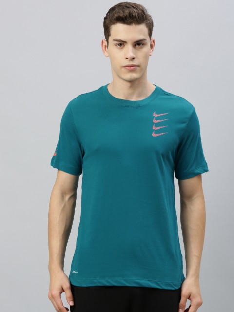 

Nike Men Teal Blue Solid PROJECT X Round Neck Training T-shirt