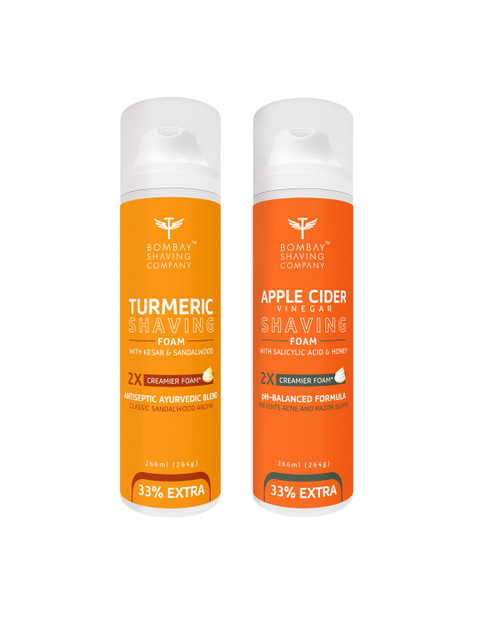 

Bombay Shaving Company Pack of 2 Turmeric & Apple Cider Vinegar Shaving Foam Combo, Orange