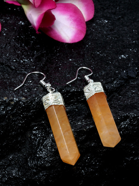 

DUGRISTYLE Yellow Geometric Handcrafted Drop Earrings