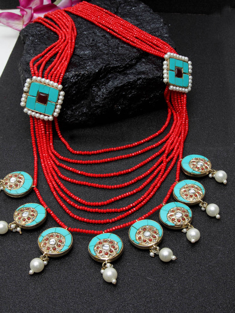 

DUGRISTYLE Sterling Silver Gold-Plated Handcrafted Necklace, Blue