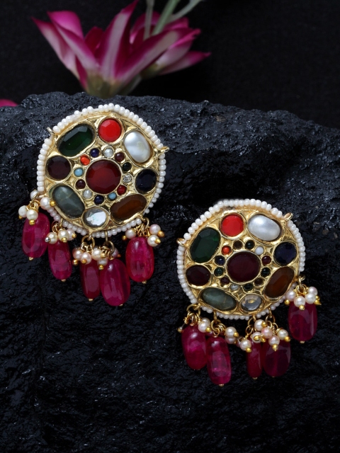

DUGRISTYLE Pink Circular Drop Earrings
