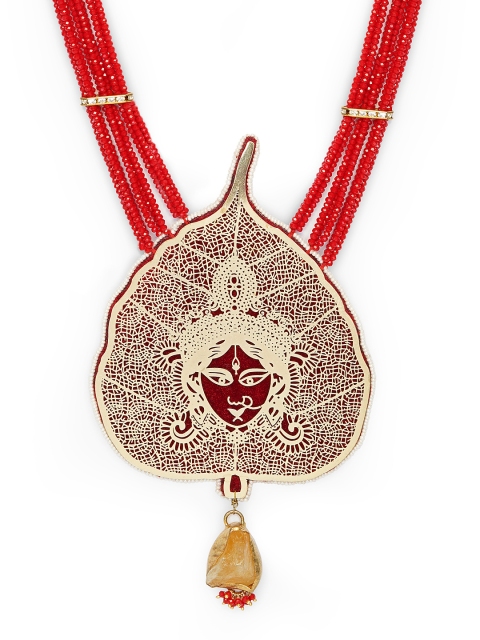 

DUGRISTYLE Red & Gold-Plated Handcrafted Necklace