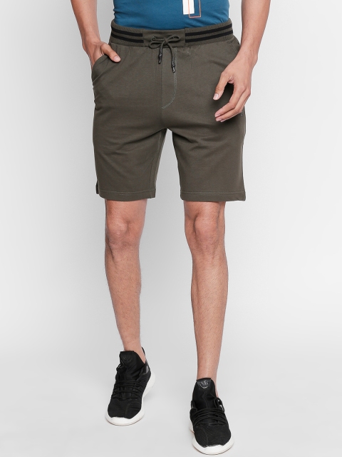 

Ajile by Pantaloons Men Olive Green Solid Slim Fit Regular Shorts