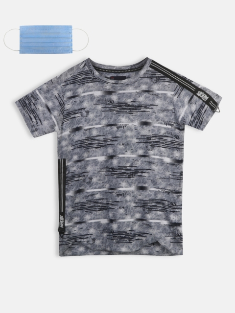 

Lil Tomatoes Boys Navy Blue Grey Striped Round Neck T-shirt