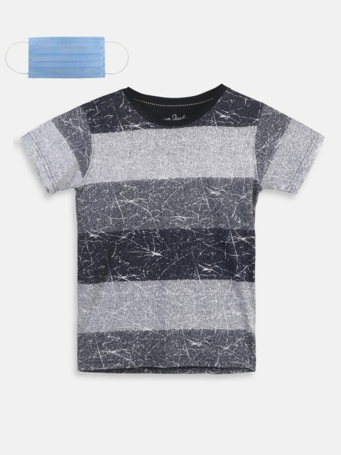 

Lil Tomatoes Boys Navy Blue Striped Round Neck T-shirt