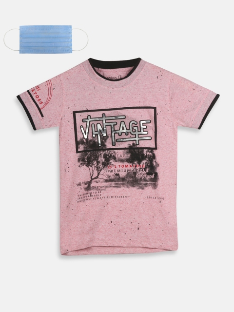 

Lil Tomatoes Boys Pink Printed Round Neck T-shirt