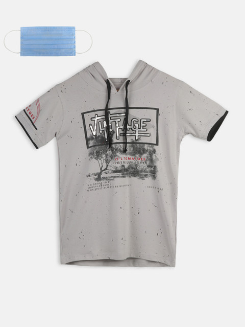 

Lil Tomatoes Boys Grey Printed Hood T-shirt