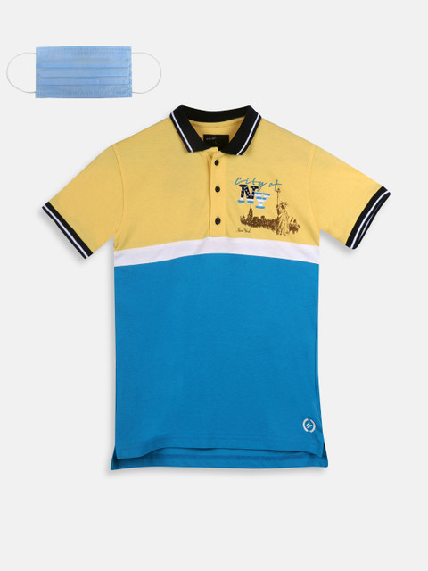 

Lil Tomatoes Boys Yellow Blue Colourblocked Polo Collar T-shirt