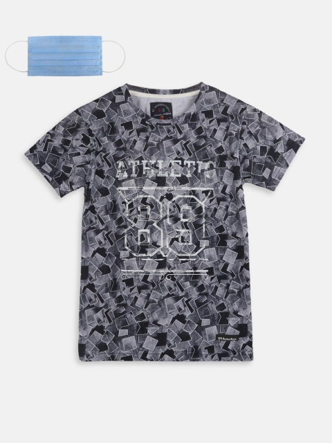 

Lil Tomatoes Boys Grey Printed Round Neck T-shirt 3-ply Mask