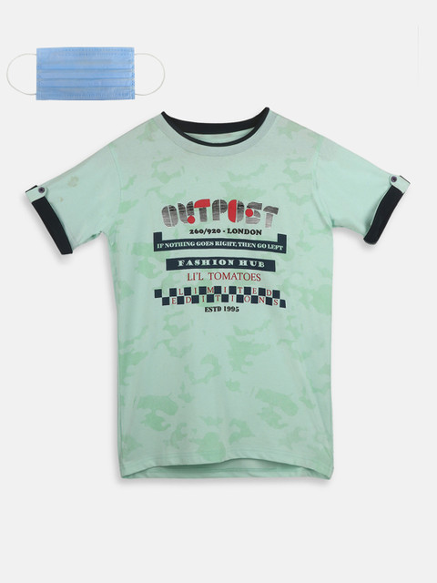 

Lil Tomatoes Boys Green Printed Round Neck T-shirt