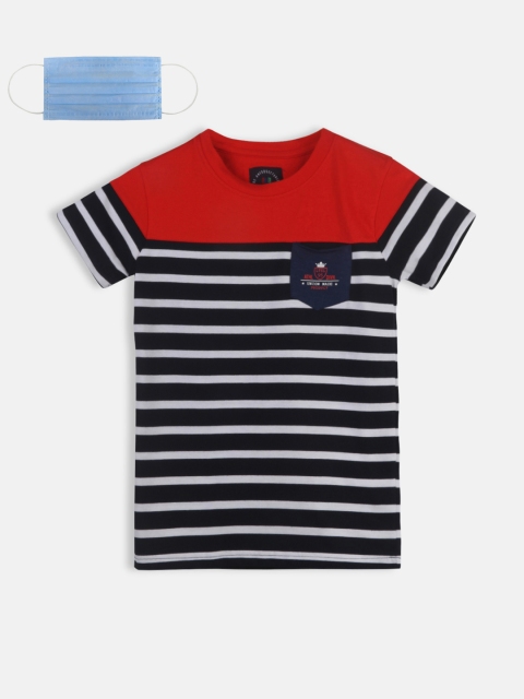 

Lil Tomatoes Boys Red Colourblocked Round Neck T-shirt