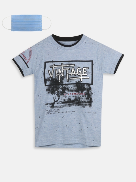 

Lil Tomatoes Boys Blue Printed Round Neck T-shirt