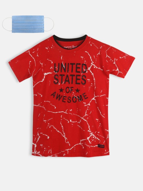 

Lil Tomatoes Boys Red Printed Round Neck T-shirt