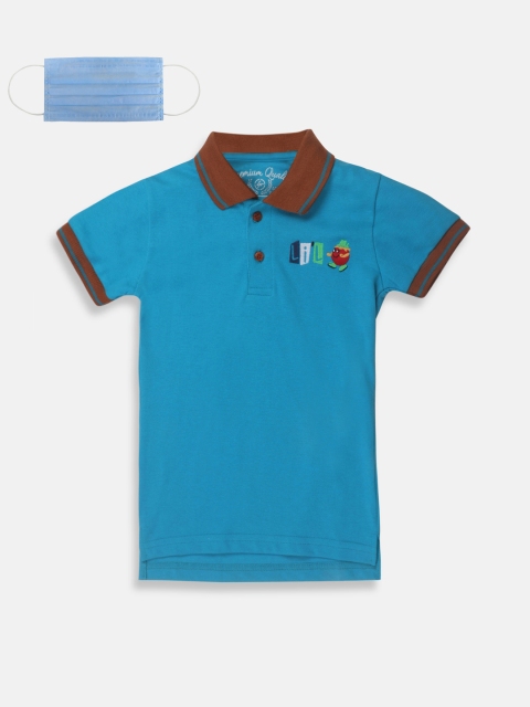 

Lil Tomatoes Boys Blue Solid Polo Collar T-shirt