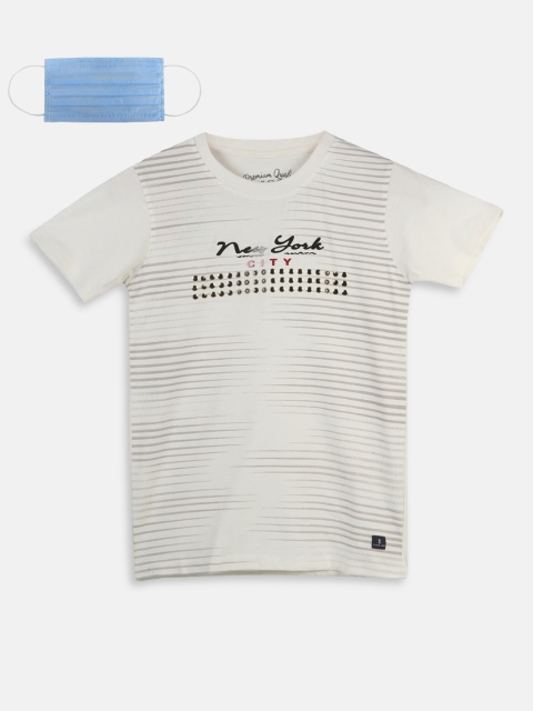 

Lil Tomatoes Boys Off-White Striped Round Neck T-shirt