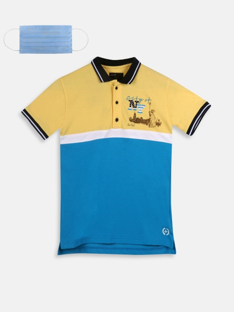 

Lil Tomatoes Boys Yellow Blue Colourblocked Polo Collar T-shirt