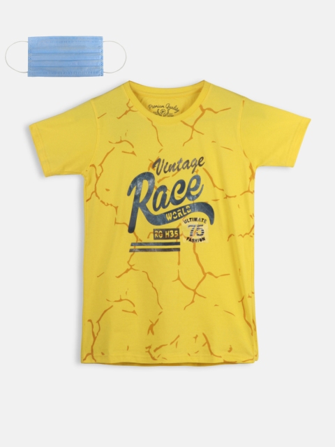 

Lil Tomatoes Boys Yellow Printed Round Neck T-shirt