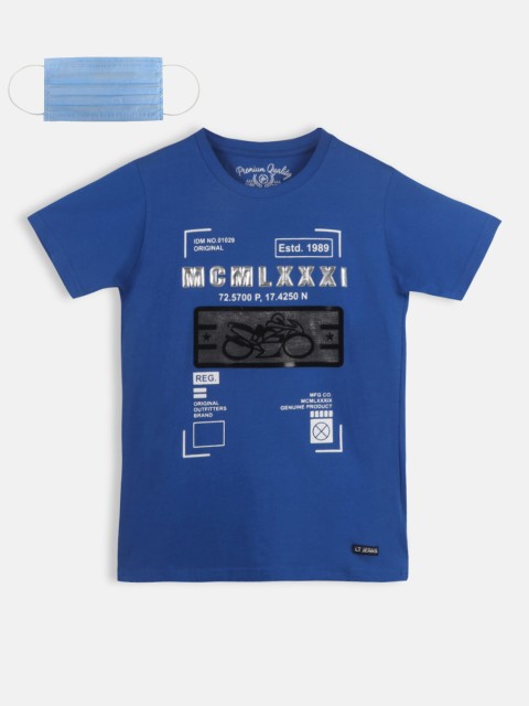 

Lil Tomatoes Boys Blue Printed Round Neck T-shirt